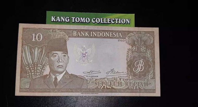 10 Rupiah Seri Sukarno Xf Original 1960