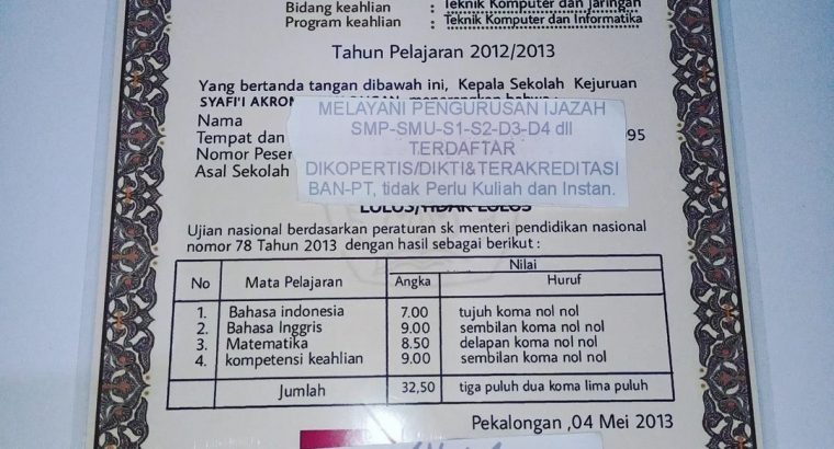 Jasa pengurusan ijazah terpercaya